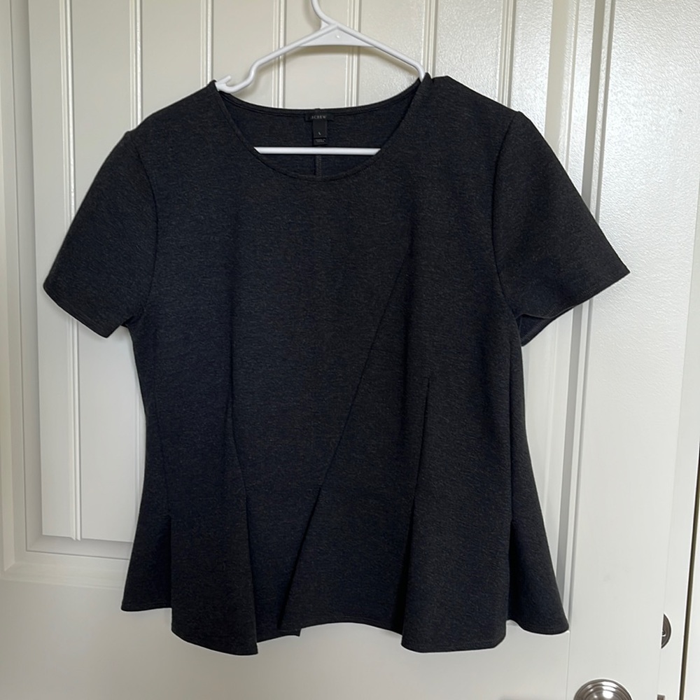 JCREW thick knit blouse with peplum bottom size L NWOT